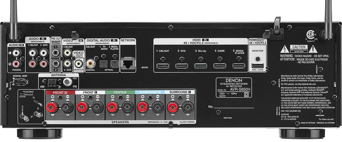 Denon AVR-S650H back