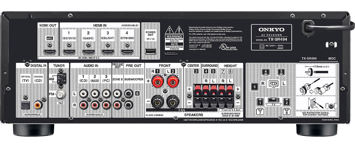 Onkyo TX-SR494 specifications