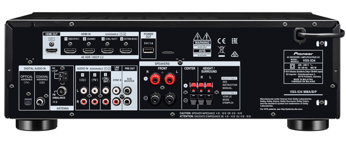 Pioneer VSX-534 specifications