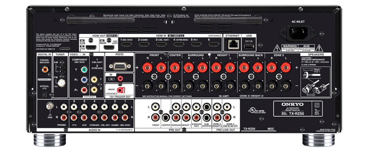 Onkyo TX-RZ50 specifications Onkyo TX-RZ50 specifications