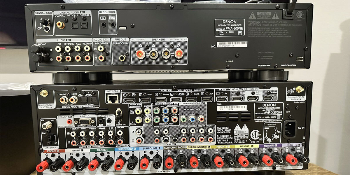 how to connect power amp to av receiver